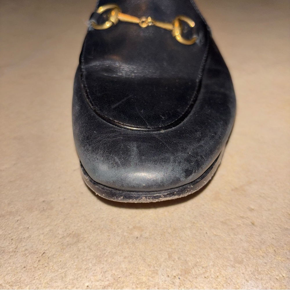 GUCCI ‼️ONE LEFT SHOE‼️ Black Leather Loafer Gold Horsebit - Picture 2 of 12